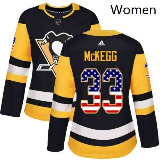 Womens Adidas Pittsburgh Penguins 33 Greg McKegg Authentic Black USA Flag Fashion NHL Jersey